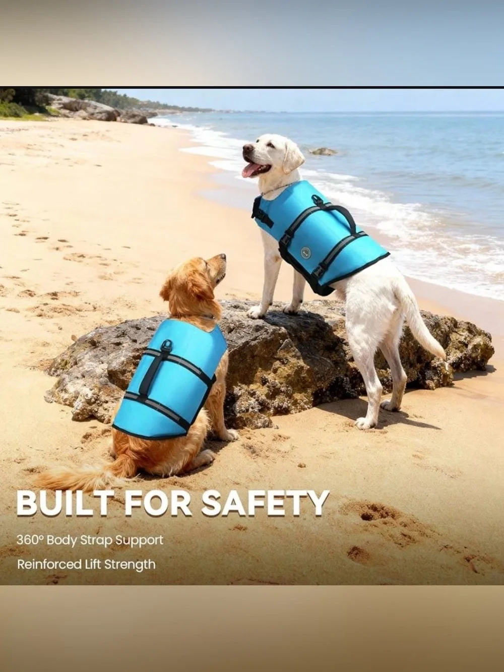 VIVAGLORY Rip Stop Dog Life Vest, Swimming Vest with Handle, Buoyancy for Doggy